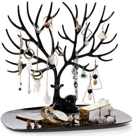 Stojak na biżuterię organizer - jeleń drzewko
